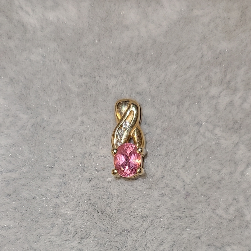 Pink Sapphire and Diamond Pendant Set in 14k